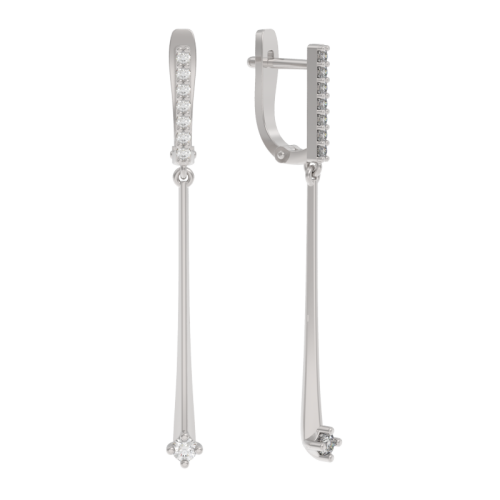 Серебряные cерьги висячие с фианитом