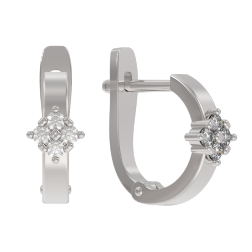 Серебряные cерьги классические с фианитом