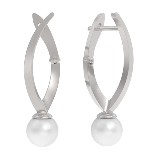 Серебряные cерьги классические с жемчугом