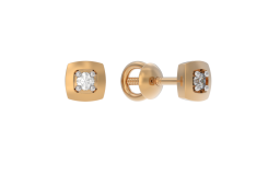 Золотые cерьги пусеты (гвоздики) с бриллиантом