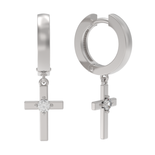 Серебряные cерьги висячие с фианитом