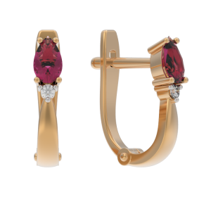 Золотые cерьги с рубином