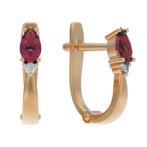 Золотые cерьги с рубином