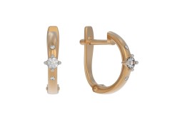 Золотые cерьги классические с бриллиантом