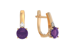 Золотые cерьги с аметистом