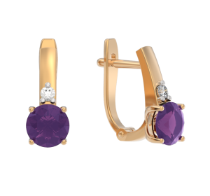 Золотые cерьги с аметистом