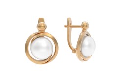 Золотые cерьги классические с жемчугом
