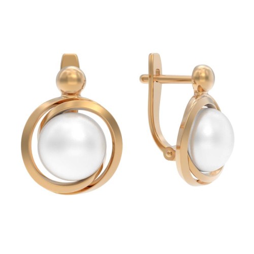 Золотые cерьги классические с жемчугом