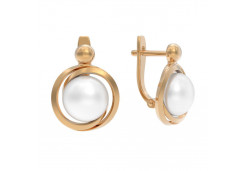 Золотые cерьги классические с жемчугом