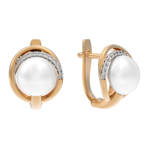 Золотые cерьги классические с жемчугом