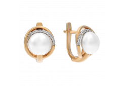 Золотые cерьги классические с жемчугом