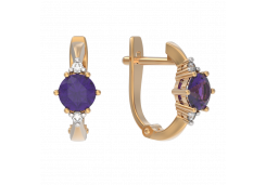 Золотые cерьги с аметистом