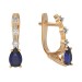 Золотые cерьги классические с сапфиром