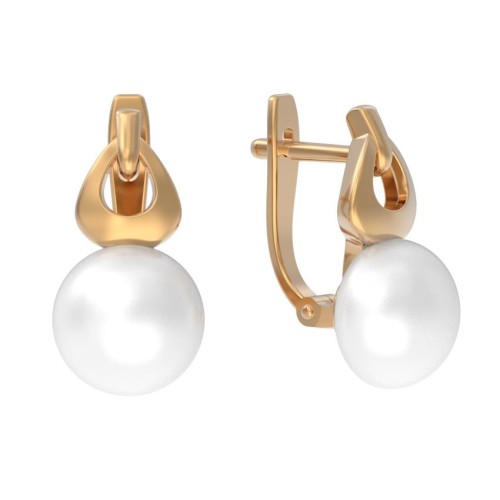 Золотые cерьги классические с жемчугом