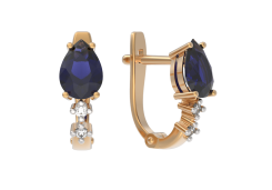 Золотые cерьги с сапфиром
