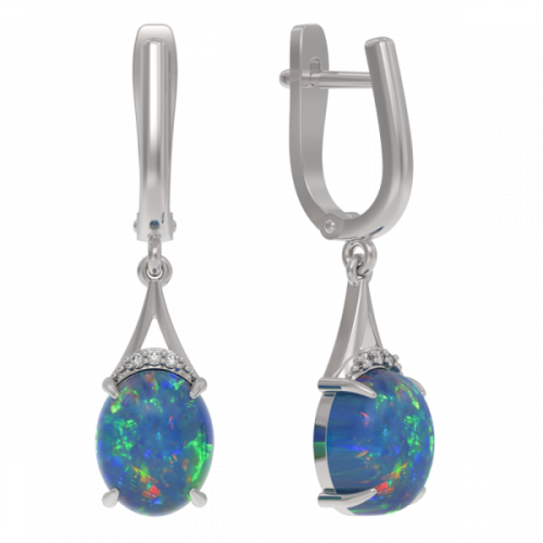 Серебряные cерьги висячие с опалом