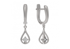 Серебряные cерьги висячие с фианитом