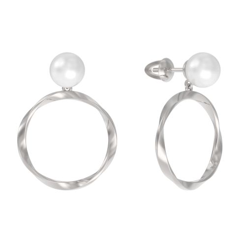 Серебряные cерьги пусеты (гвоздики) с жемчугом