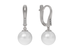 Серебряные cерьги висячие с жемчугом