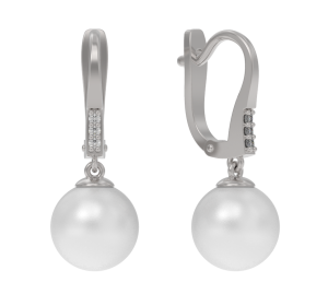 Серебряные cерьги висячие с жемчугом