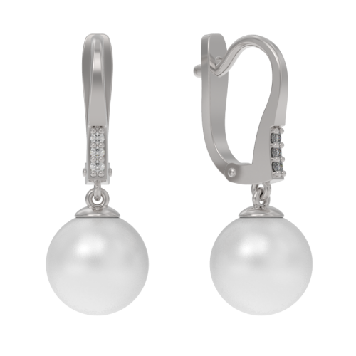 Серебряные cерьги висячие с жемчугом