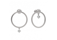 Серебряные cерьги пусеты (гвоздики) с фианитом