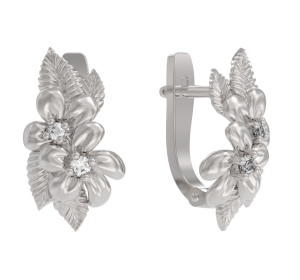 Серебряные cерьги классические с фианитом