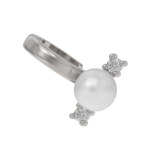 Серебряная серьга классическая с жемчугом