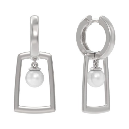 Серебряные cерьги висячие с жемчугом