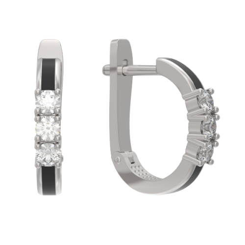 Серебряные cерьги с эмалью