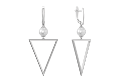 Серебряные cерьги висячие с жемчугом