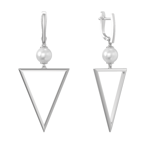 Серебряные cерьги висячие с жемчугом