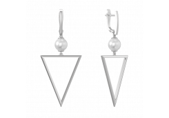Серебряные cерьги висячие с жемчугом