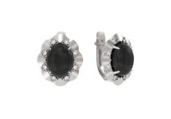 Серебряные cерьги классические с агатом