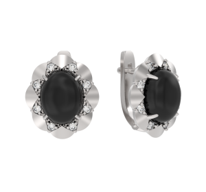 Серебряные cерьги классические с агатом