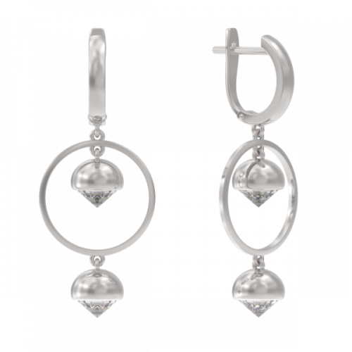 Серебряные cерьги висячие с фианитом