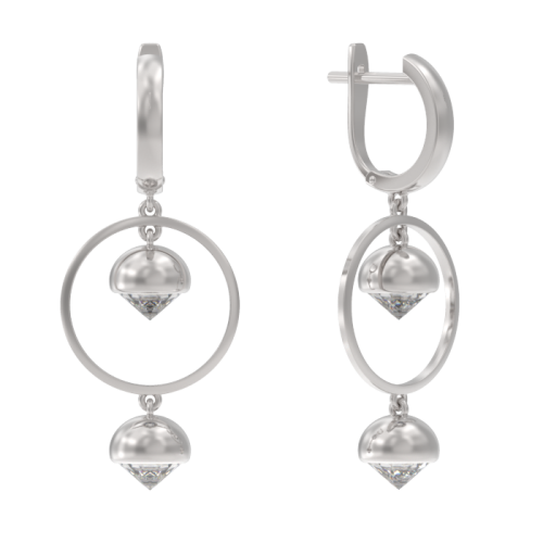 Серебряные cерьги висячие с фианитом