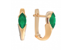 Золотые cерьги с агатом зеленым