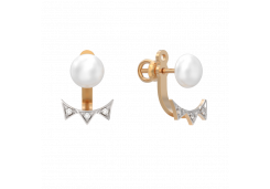 Золотые cерьги пусеты (гвоздики) с жемчугом