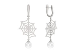 Серебряные cерьги висячие с жемчугом