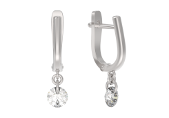 Серебряные cерьги висячие с фианитом