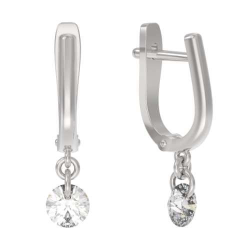 Серебряные cерьги висячие с фианитом