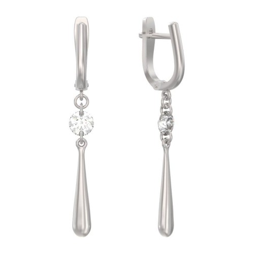 Серебряные cерьги висячие с фианитом