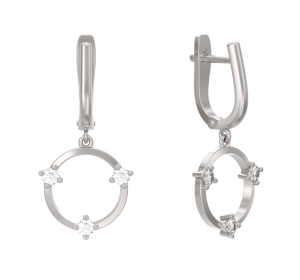 Серебряные cерьги висячие с фианитом