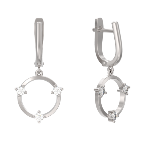 Серебряные cерьги висячие с фианитом