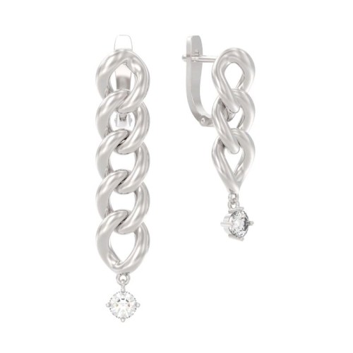 Серебряные cерьги висячие с фианитом