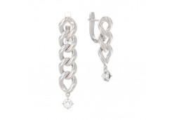 Серебряные cерьги висячие с фианитом