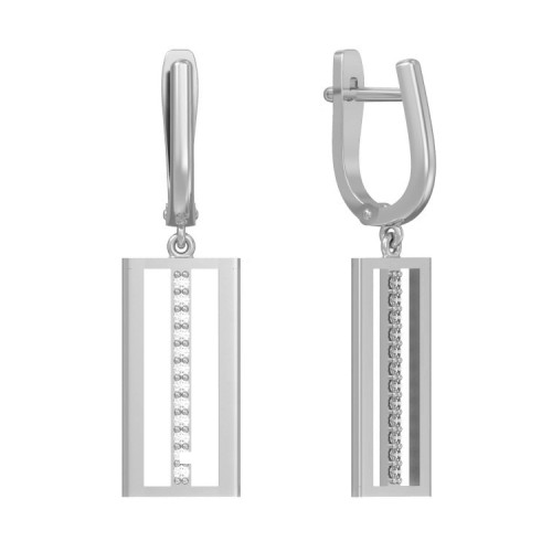 Серебряные cерьги висячие с фианитом