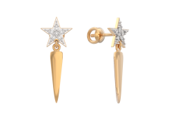 Золотые cерьги пусеты (гвоздики) с фианитом