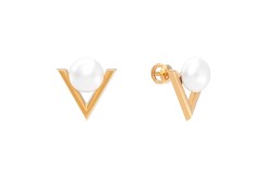 Золотые cерьги пусеты (гвоздики) с жемчугом